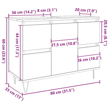 vidaXL Meuble de salle de bain aspect bois de récupération 80x33x60 cm bois d'ingénierie