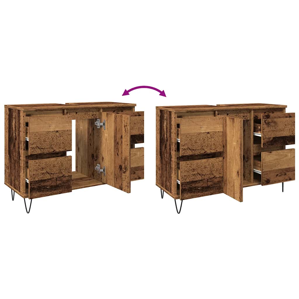 vidaXL Meuble de salle de bain aspect bois de récupération 80x33x60 cm bois d'ingénierie