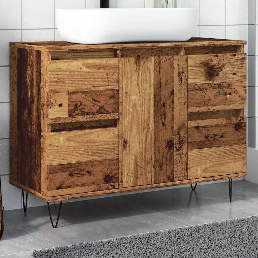 vidaXL Meuble de salle de bain aspect bois de récupération 80x33x60 cm bois d'ingénierie