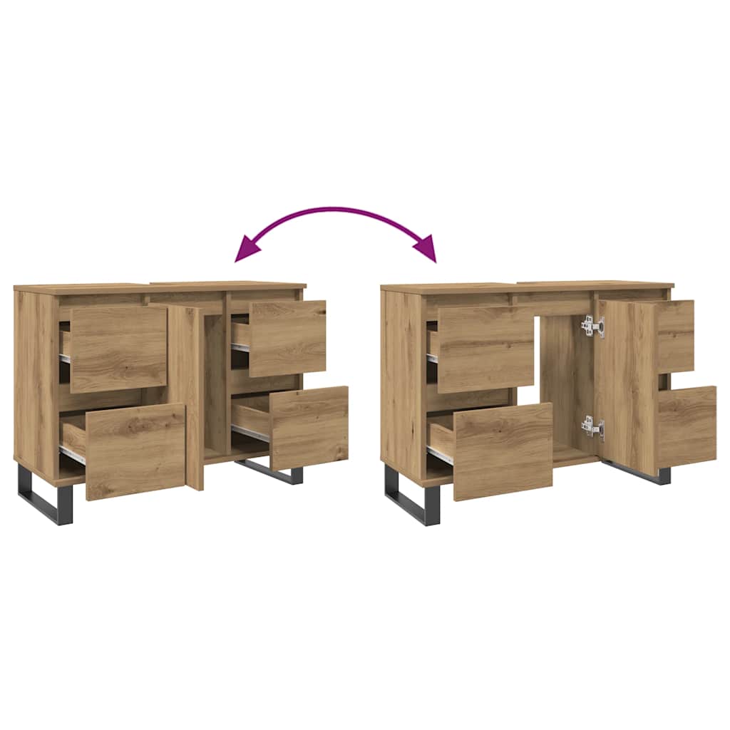 vidaXL Waschbeckenunterschrank Artisan-Eiche 80x33x60 cm Holzwerkstoff