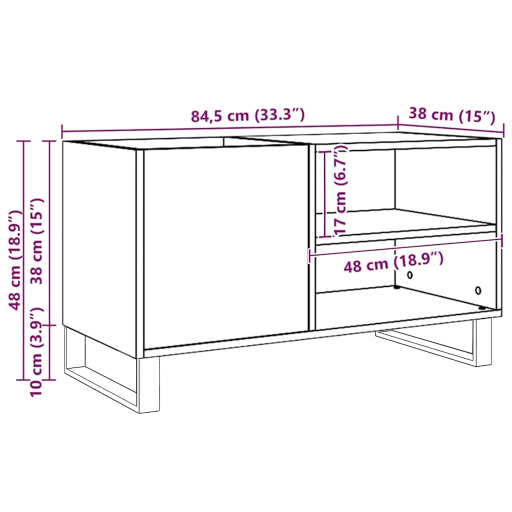 Plattenschrank Artisan-Eiche 84,5x38x48 cm Holzwerkstoff