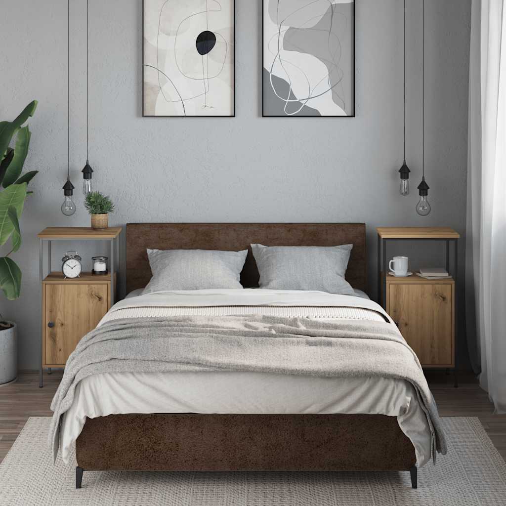 vidaXL Nachttische 2 Stk. Artisan-Eiche 41x31x80 cm Holzwerkstoff