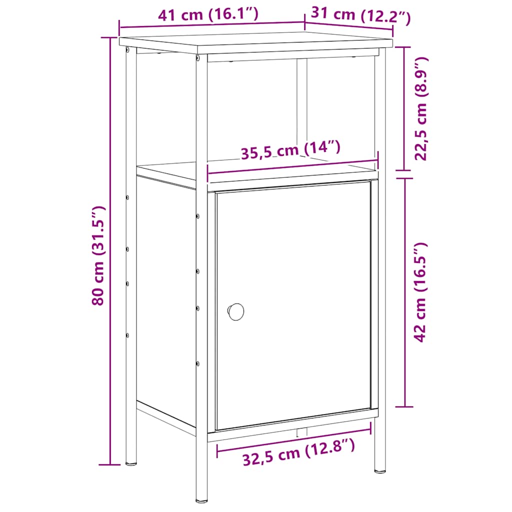vidaXL Nachttische 2 Stk. Artisan-Eiche 41x31x80 cm Holzwerkstoff