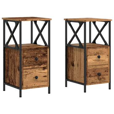 vidaXL Nachttische 2 Stk. Altholz-Optik 34x35,5x70 cm Holzwerkstoff