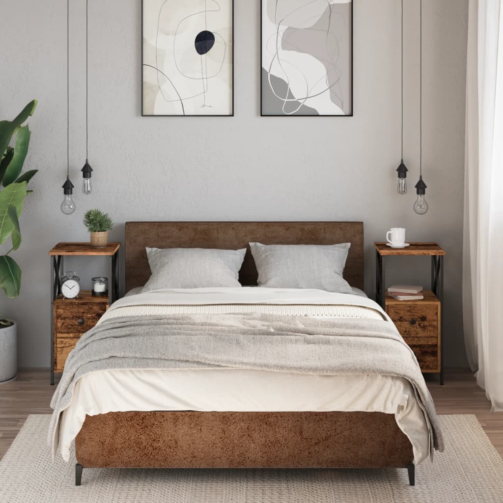 vidaXL Nachttische 2 Stk. Altholz-Optik 34x35,5x70 cm Holzwerkstoff
