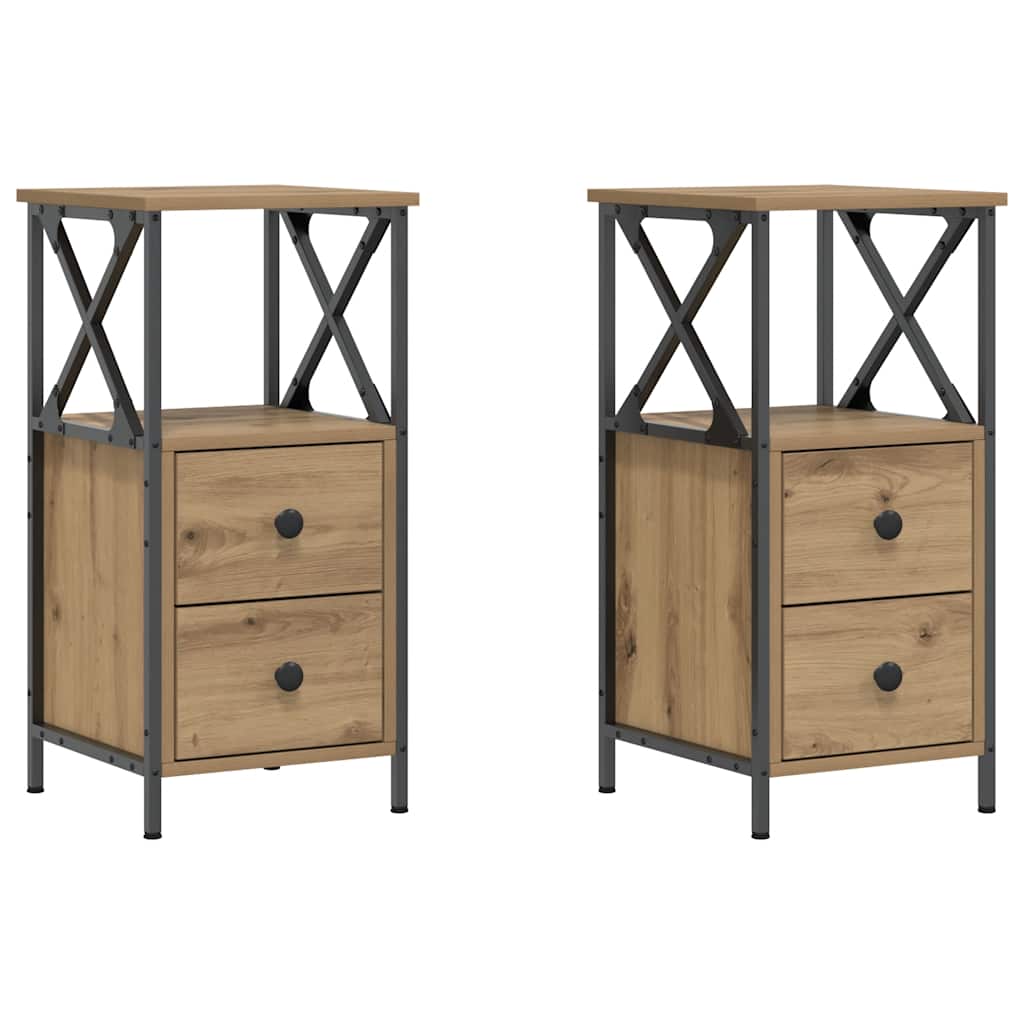 vidaXL Nachttische 2 Stk. Artisan-Eiche 34x35,5x70 cm Holzwerkstoff