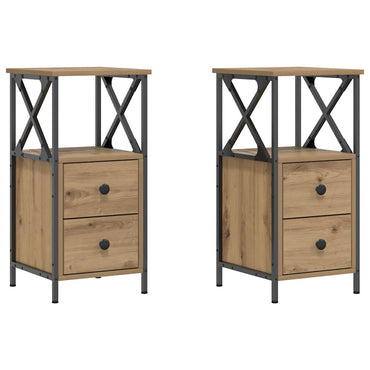 vidaXL Nachttische 2 Stk. Artisan-Eiche 34x35,5x70 cm Holzwerkstoff