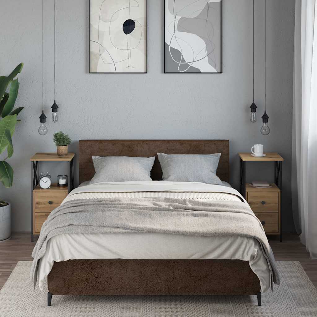 vidaXL Nachttische 2 Stk. Artisan-Eiche 34x35,5x70 cm Holzwerkstoff