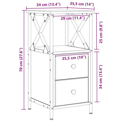vidaXL Nachttische 2 Stk. Artisan-Eiche 34x35,5x70 cm Holzwerkstoff