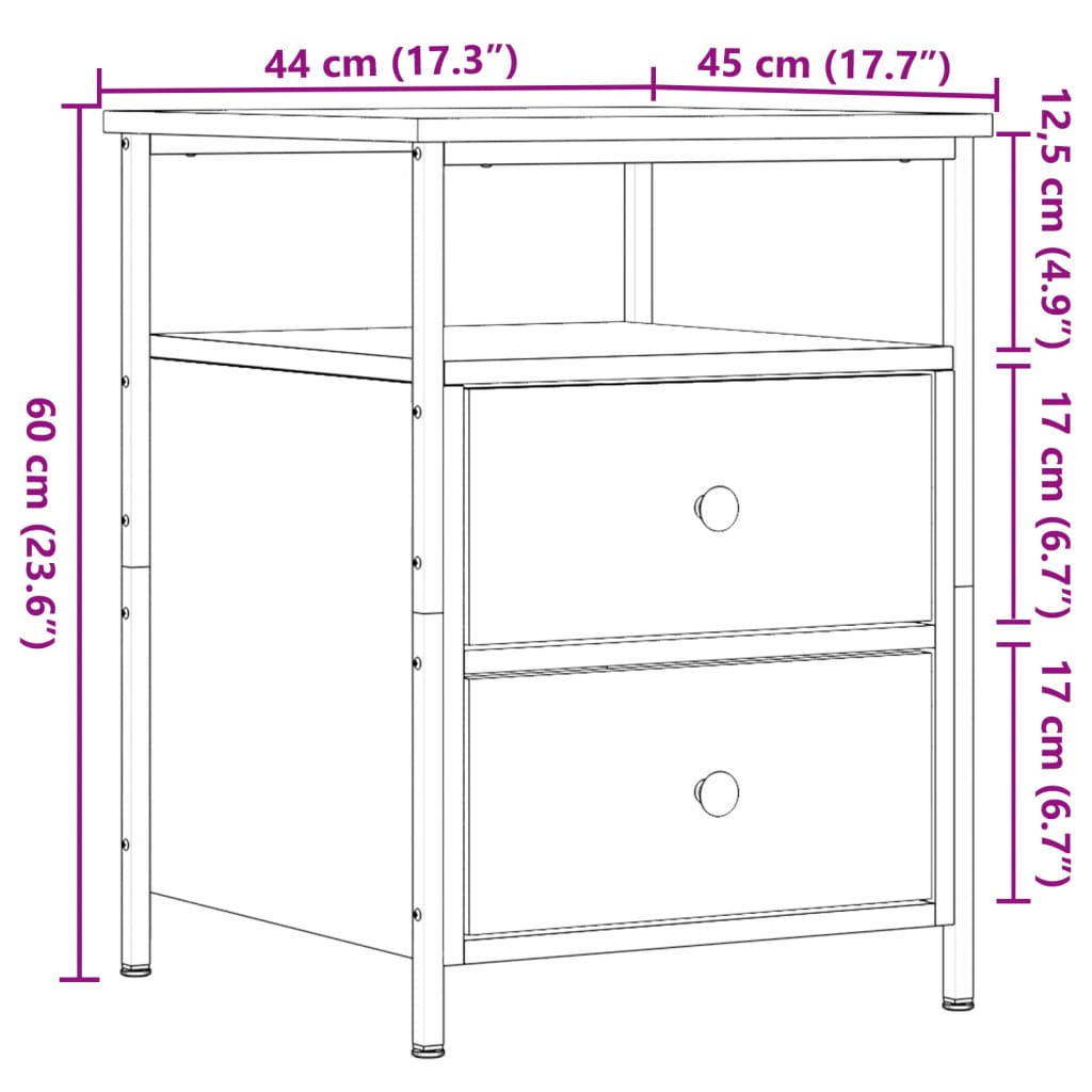 vidaXL Tables de chevet 2 pcs Aspect bois de récupération 44x45x60 cm Bois d'ingénierie