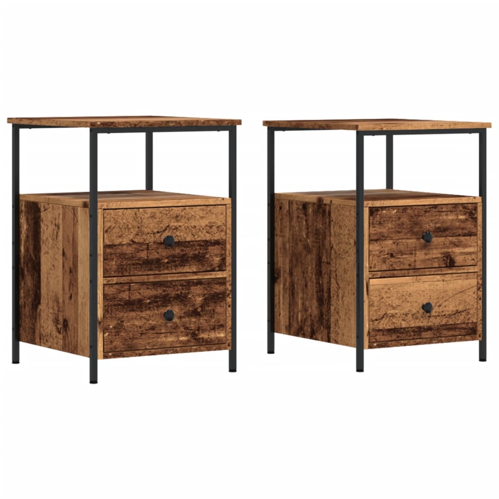 vidaXL Tables de chevet 2 pcs Aspect bois de récupération 34x35,5x50 cm Bois d'ingénierie