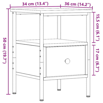 vidaXL Nachttische 2 Stk. Altholz-Optik 34x36x50 cm Holzwerkstoff