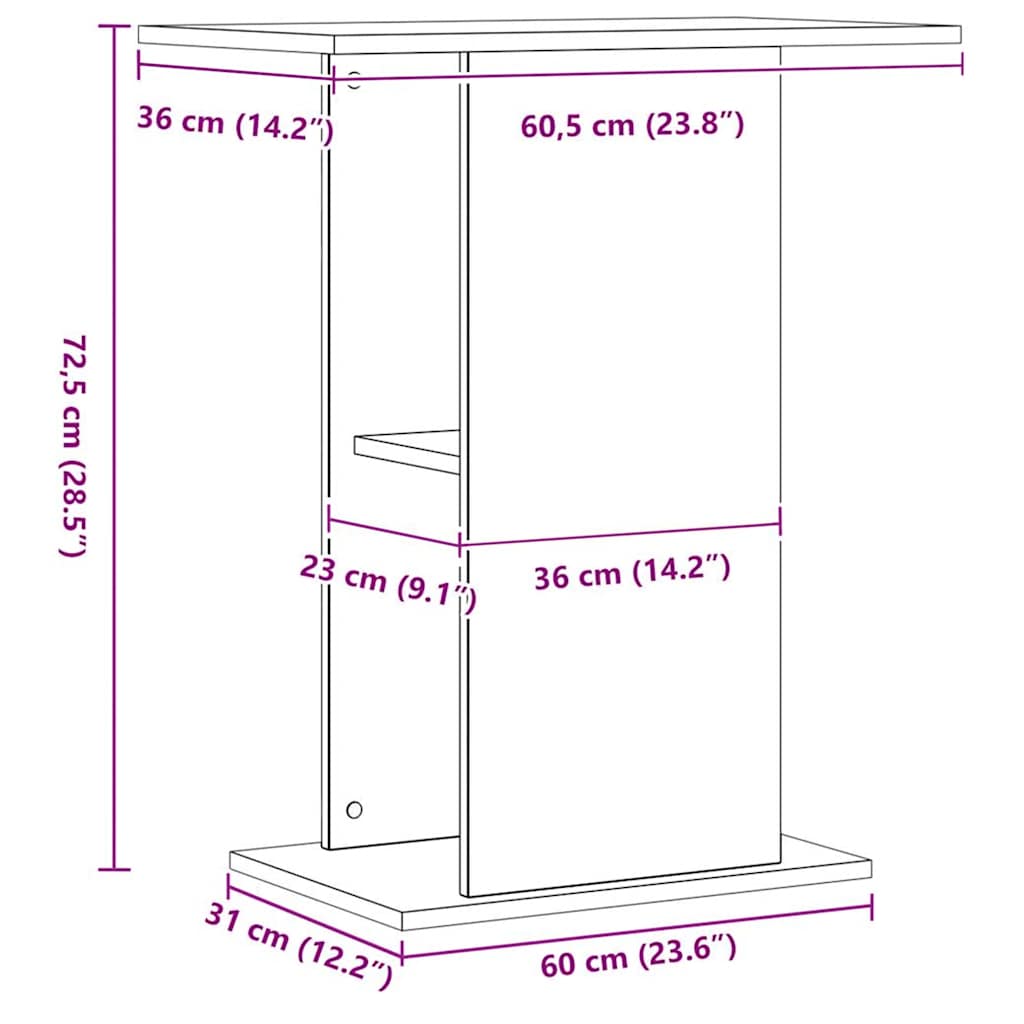 Aquariumständer Artisan Oak 36x60,5x72,5 cm Holzwerkstoff
