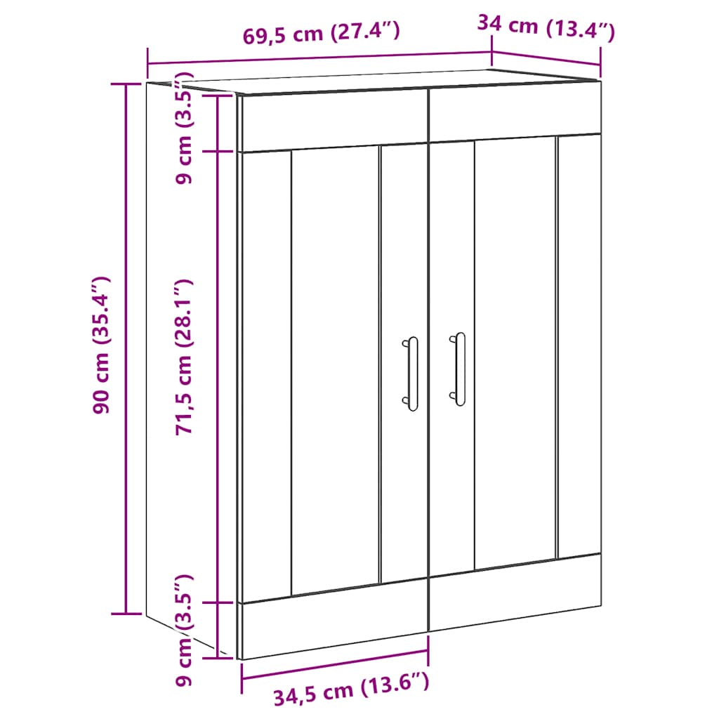 Sideboard Artisan-Eiche 69,5x34x90 cm Holzwerkstoff