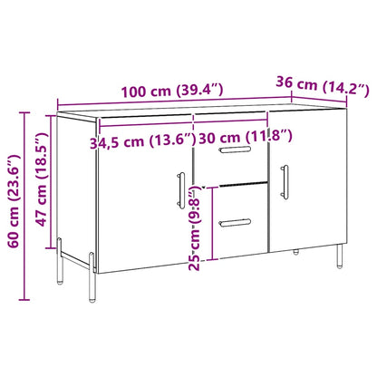Sideboard Artisan-Eiche 100x36x60 cm Holzwerkstoff