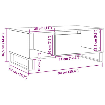 vidaXL Table basse chêne artisan 90x50x36,5 cm bois d'ingénierie