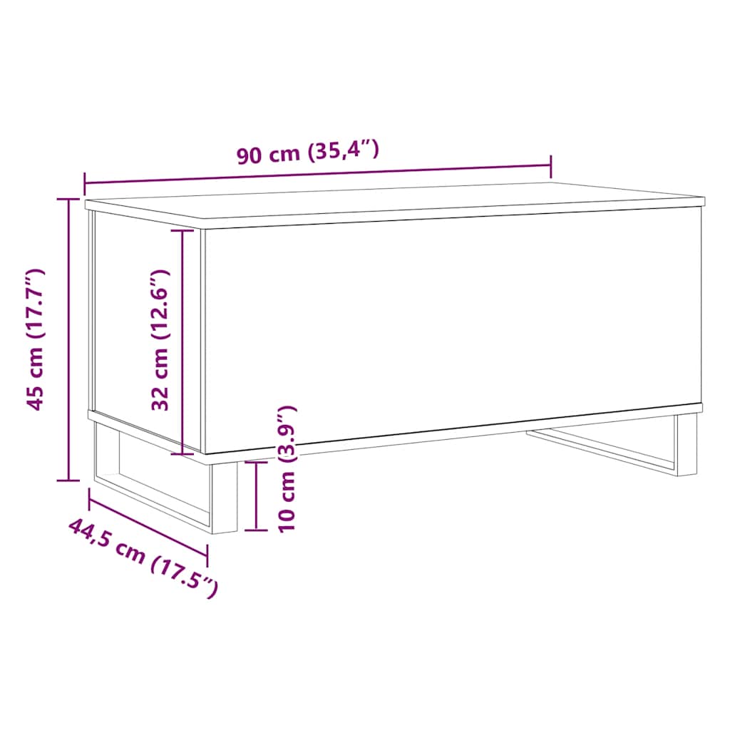 vidaXL Couchtisch Artisan-Eiche 90x44,5x45 cm Holzwerkstoff