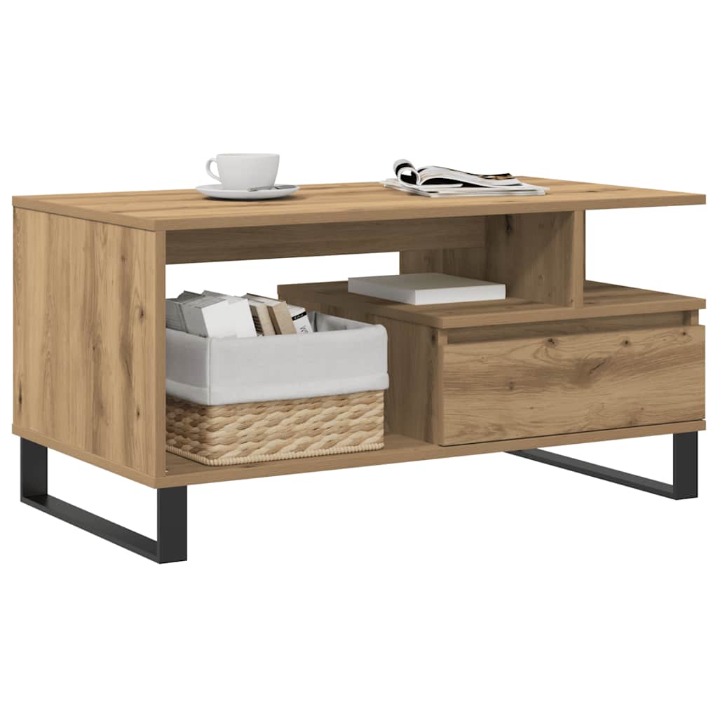 vidaXL Table basse chêne artisan 90x49x45 cm bois d'ingénierie