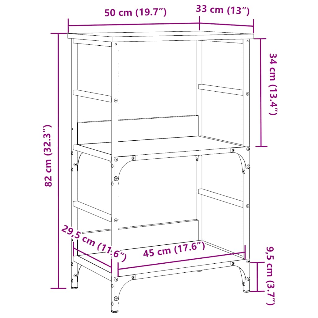 vidaXL Bücherregal Altholz-Optik 50x33x82 cm Holzwerkstoff