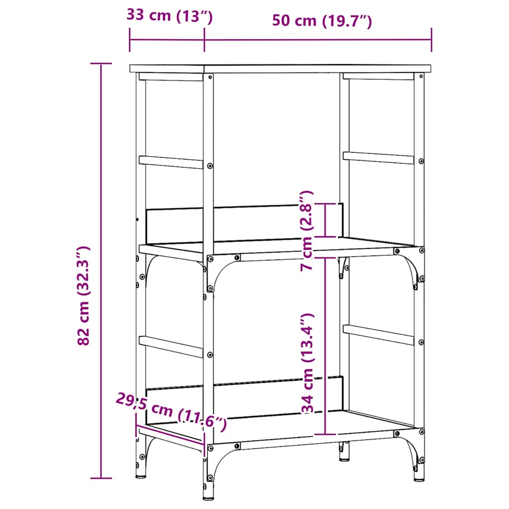 vidaXL Bibliothèque Chêne Artisan 50x33x82 cm Bois d'ingénierie