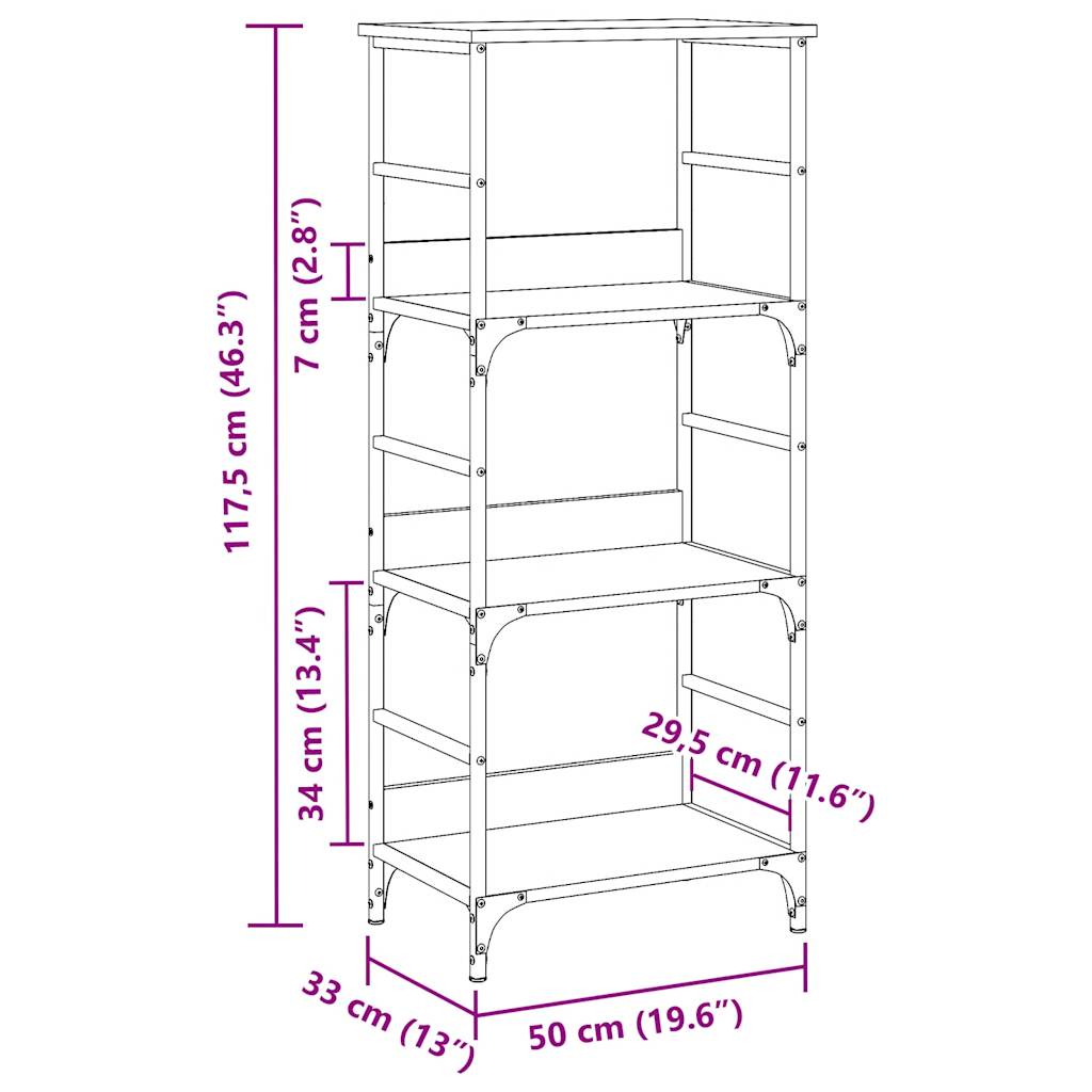 vidaXL Bücherregal Artisan-Eiche 50x33x117,5 cm Holzwerkstoff