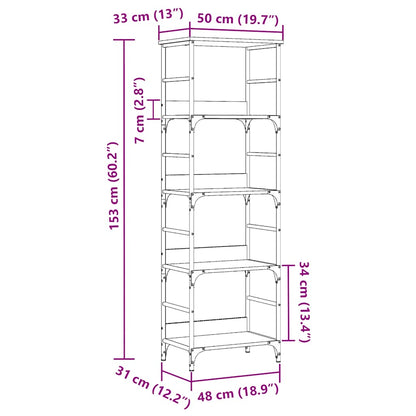 vidaXL Bücherregal Altholz-Optik 50x33x153 cm Holzwerkstoff