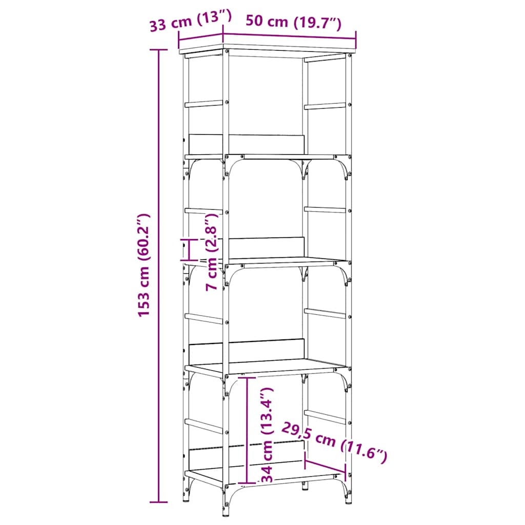 Bücherregal Artisan-Eiche 50x33x153 cm Holzwerkstoff