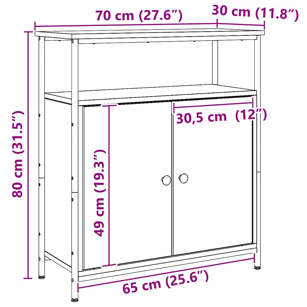 Sideboard Artisan-Eiche 70x30x80 cm Holzwerkstoff
