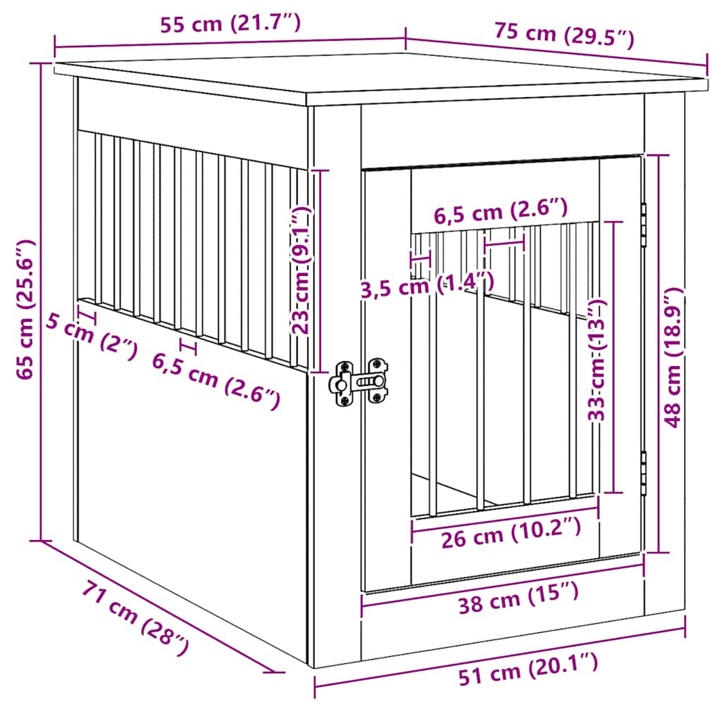 Hundekäfig im Möbelstil Altholz-Optik 55x75x65 cm Holzwerkstoff