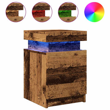 vidaXL LED-Nachttisch Altholz-Optik 35x39x55 cm Holzwerkstoff