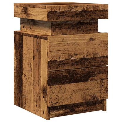 vidaXL Table de chevet à LED aspect bois recyclé 35x39x55 cm Bois d'ingénierie