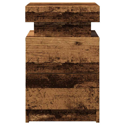 vidaXL Table de chevet à LED aspect bois recyclé 35x39x55 cm Bois d'ingénierie
