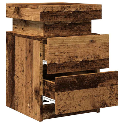 vidaXL Table de chevet à LED aspect bois recyclé 35x39x55 cm Bois d'ingénierie