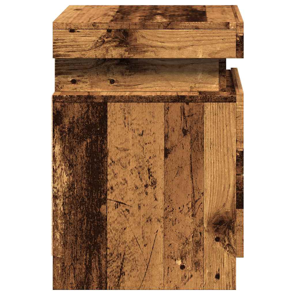 vidaXL Table de chevet à LED aspect bois recyclé 35x39x55 cm Bois d'ingénierie