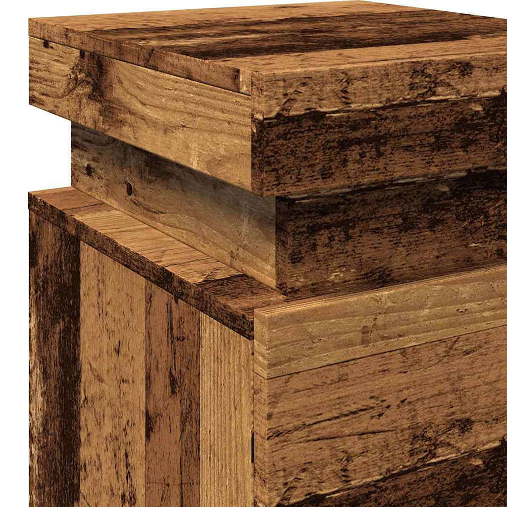 vidaXL Table de chevet à LED aspect bois recyclé 35x39x55 cm Bois d'ingénierie
