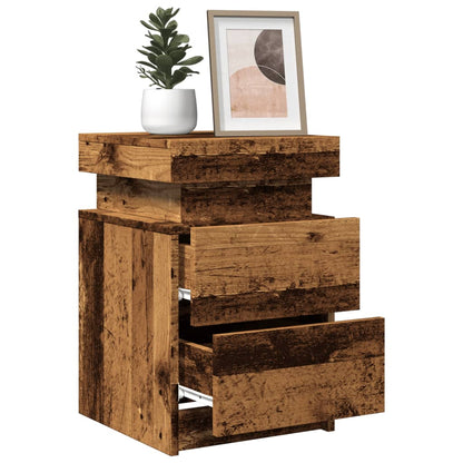vidaXL Tables de chevet LED 2 pcs aspect bois de récupération 35x39x55 cm Bois d'ingénierie