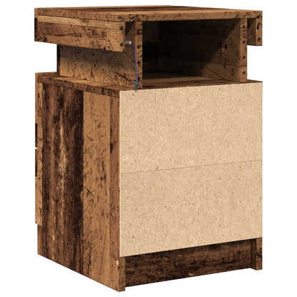 vidaXL Tables de chevet LED 2 pcs aspect bois de récupération 35x39x55 cm Bois d'ingénierie