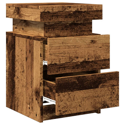 vidaXL Tables de chevet LED 2 pcs aspect bois de récupération 35x39x55 cm Bois d'ingénierie