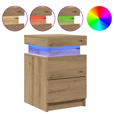 vidaXL LED-Nachttisch Artisan-Eiche 35x39x55 cm Holzwerkstoff