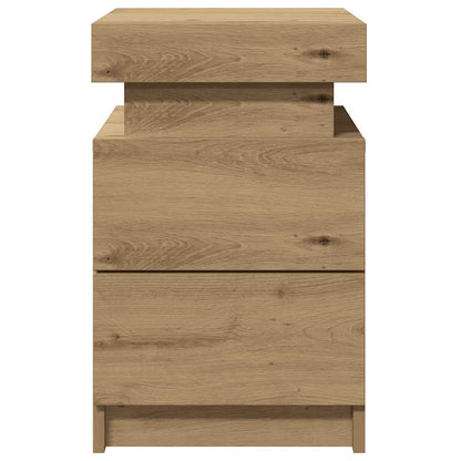 vidaXL LED-Nachttische 2 Stk. Artisan-Eiche 35x39x55 cm Holzwerkstoff