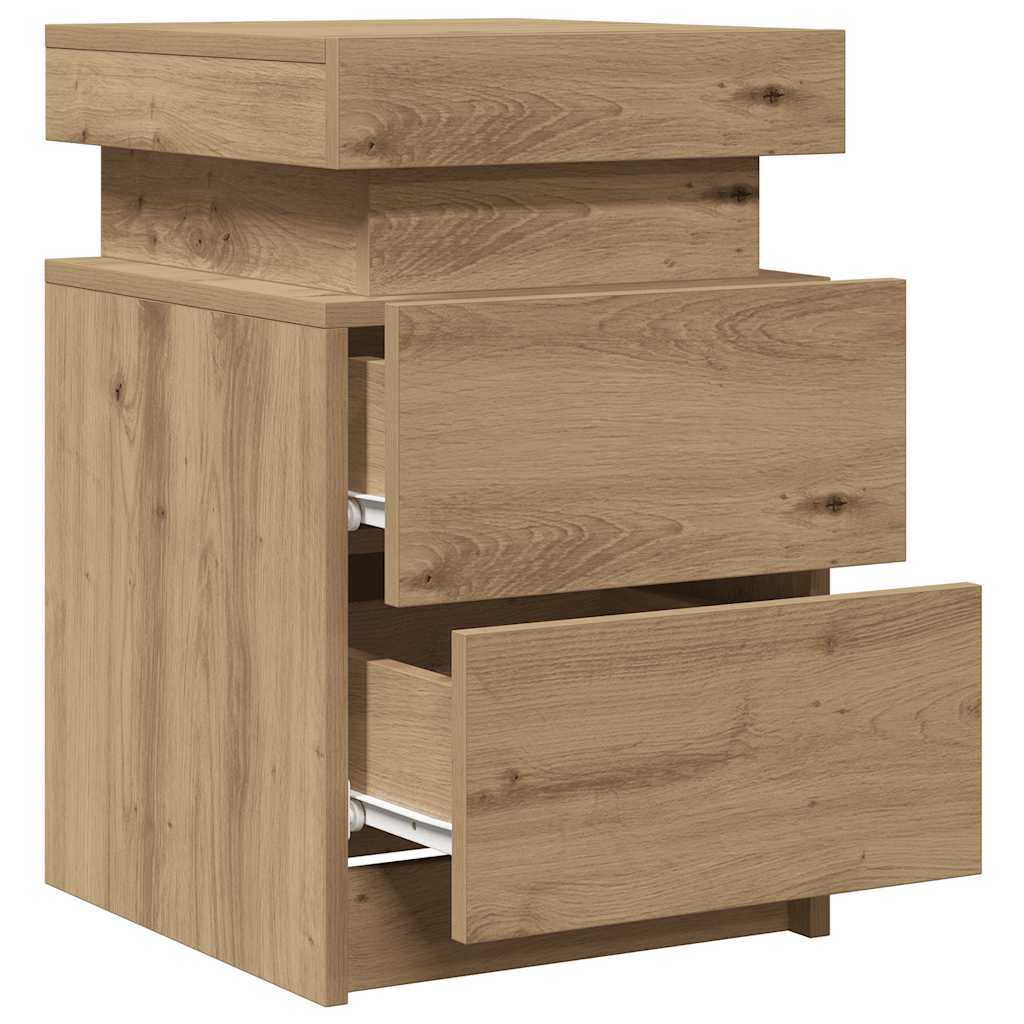 vidaXL LED-Nachttische 2 Stk. Artisan-Eiche 35x39x55 cm Holzwerkstoff