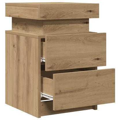 vidaXL LED-Nachttische 2 Stk. Artisan-Eiche 35x39x55 cm Holzwerkstoff