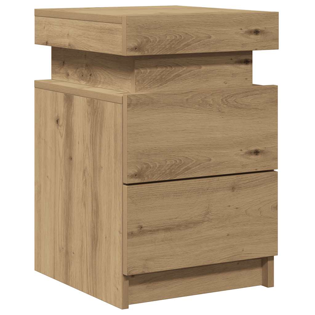vidaXL LED-Nachttische 2 Stk. Artisan-Eiche 35x39x55 cm Holzwerkstoff