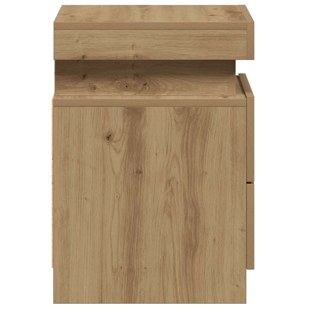vidaXL LED-Nachttische 2 Stk. Artisan-Eiche 35x39x55 cm Holzwerkstoff