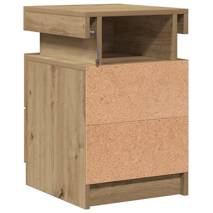 vidaXL LED-Nachttische 2 Stk. Artisan-Eiche 35x39x55 cm Holzwerkstoff