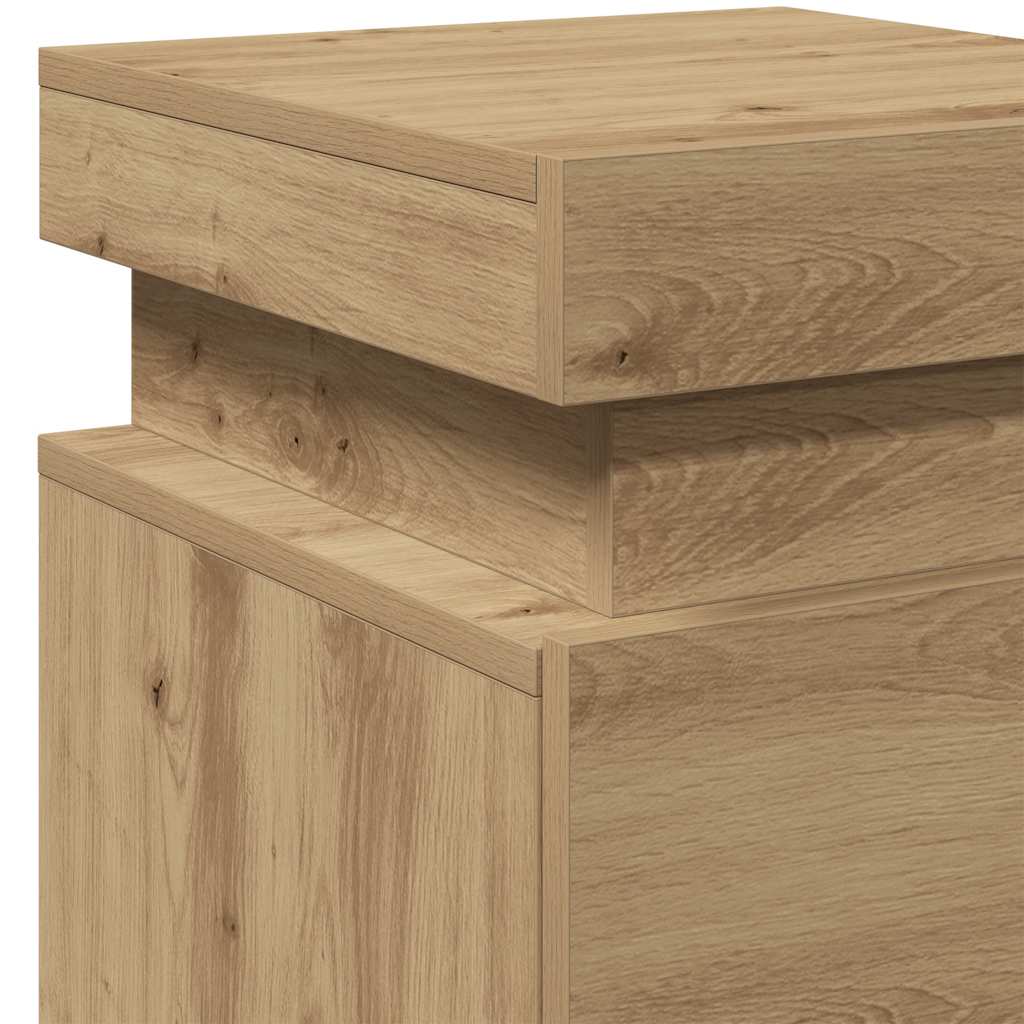 vidaXL LED-Nachttische 2 Stk. Artisan-Eiche 35x39x55 cm Holzwerkstoff