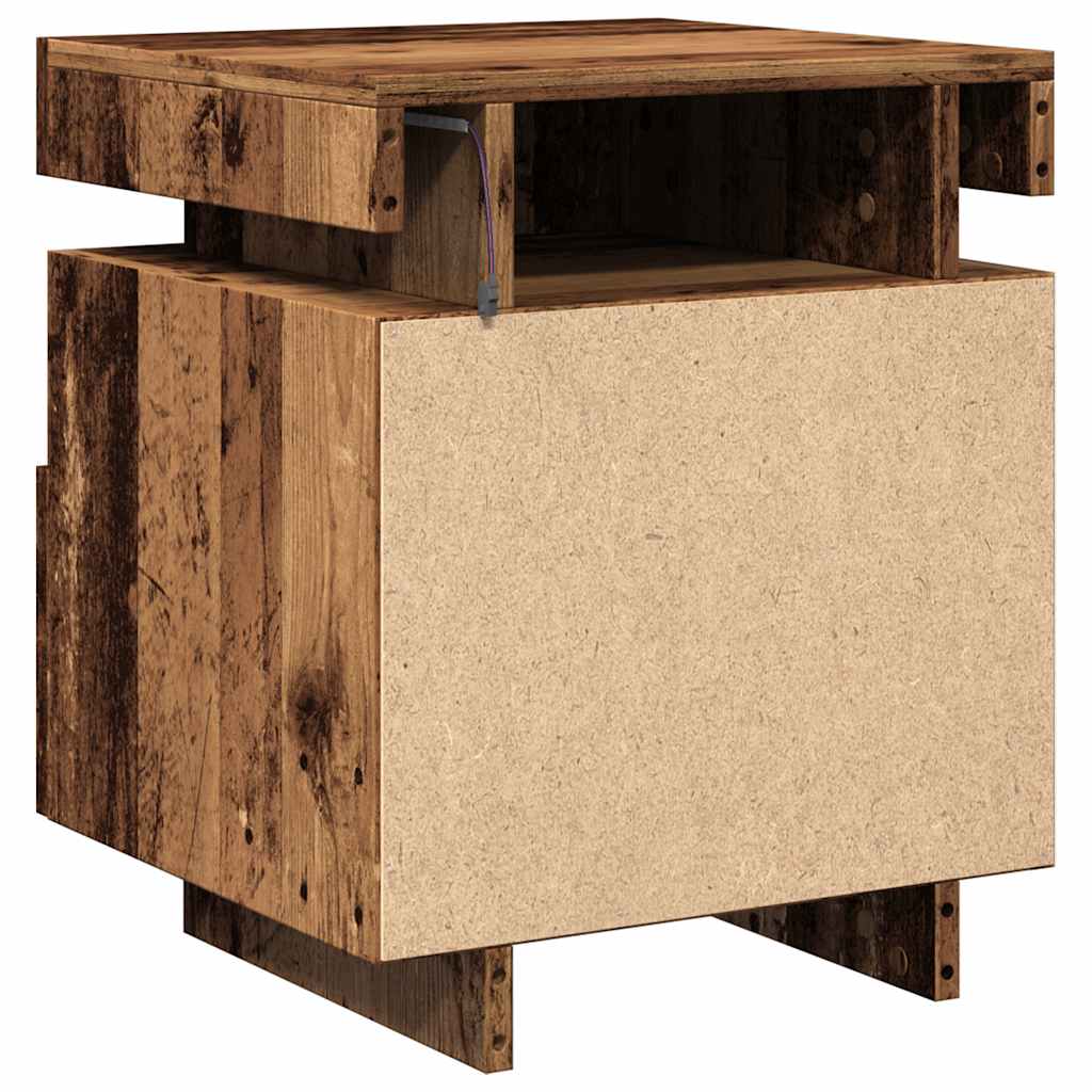vidaXL Nachttisch mit LED-Leuchten Altholz-Optik 40x39x48,5 cm