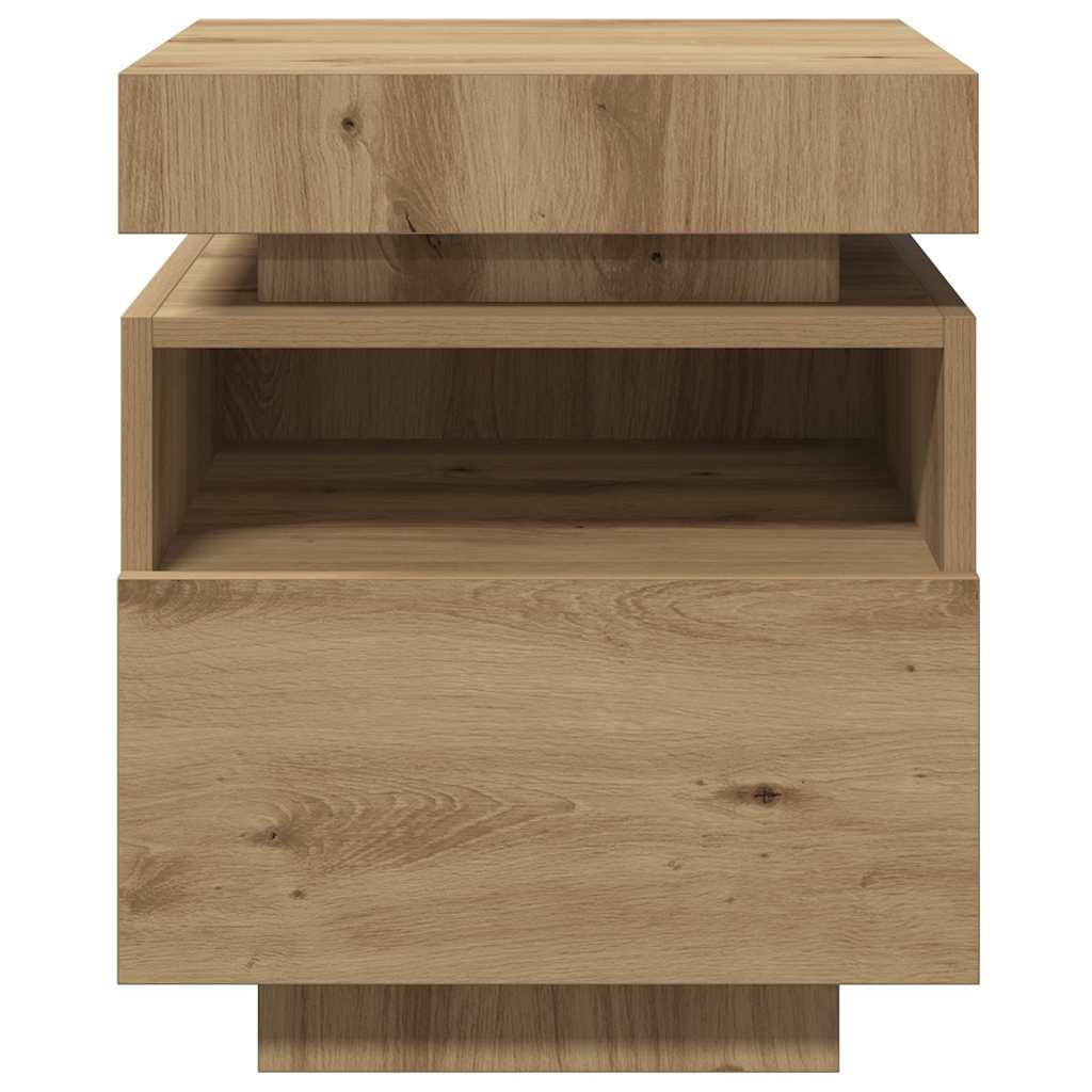 vidaXL Nachttisch mit LED-Leuchten Artisan-Eiche 40x39x48,5 cm