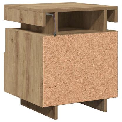 vidaXL Nachttisch mit LED-Leuchten Artisan-Eiche 40x39x48,5 cm