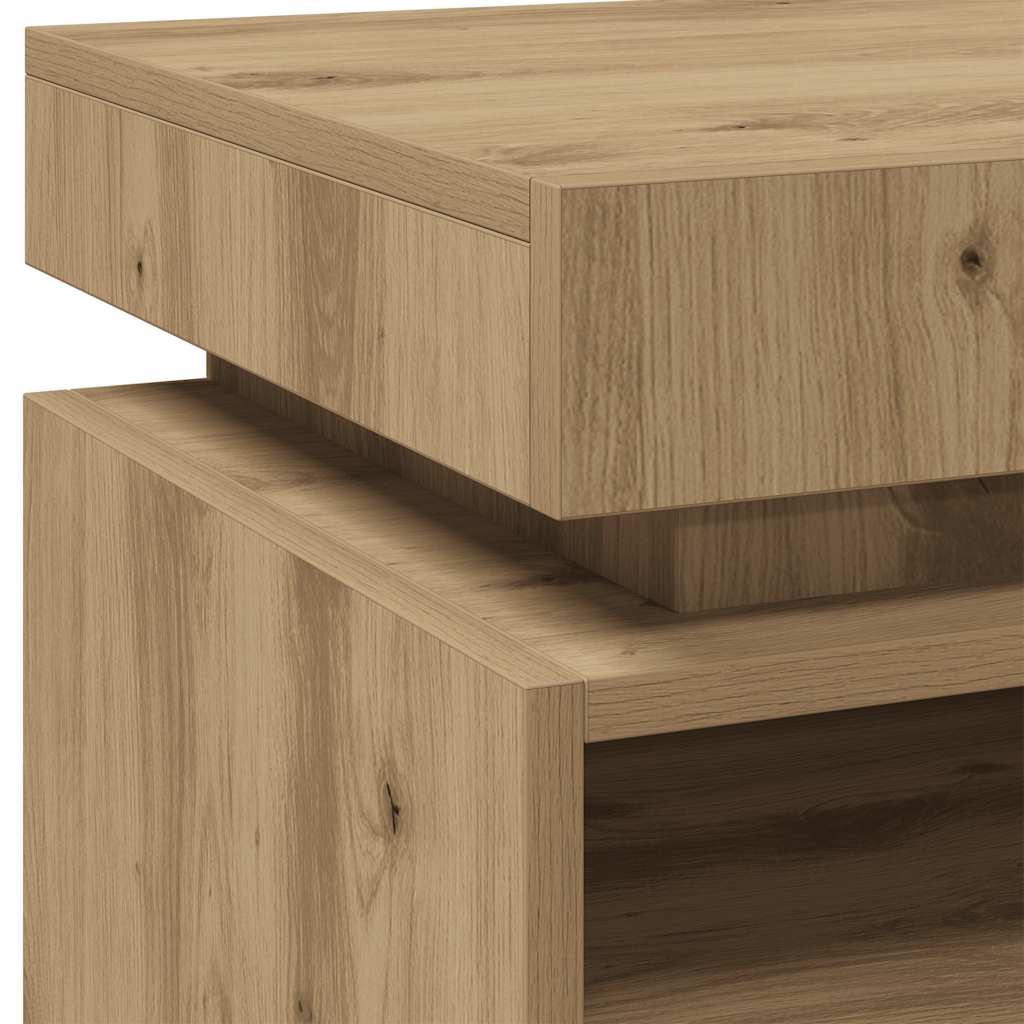 vidaXL Nachttisch mit LED-Leuchten Artisan-Eiche 40x39x48,5 cm